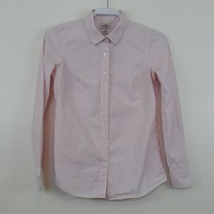 Ladies J. Crew Pink/White Blouse sz XS